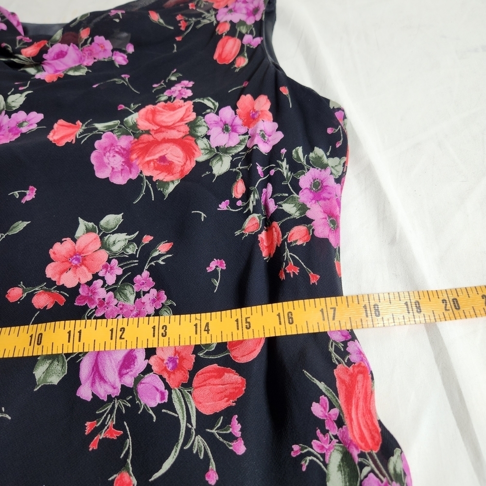 Evan Picone Black Dress with Pink and Purple Floral Design Womens Size 12 - Picture 6 of 6